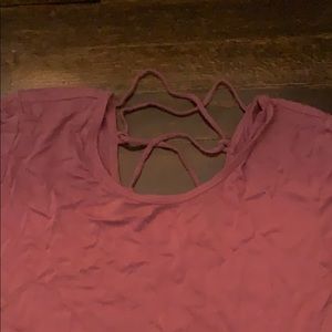 Pink rose vintage cross back flowy tee